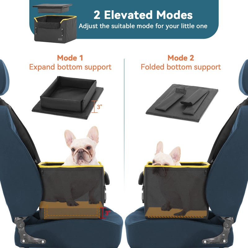 PETSFIT Small Dog Car Seat â€“ Patented Safety Buckles â€“ Safety Tether â€“ Foldable Travel Dog Booster Car Seat Reduces Anxiety & Road Trips â€“ Stable Frame, Soft Cushion, Fits Front/Back Seat - Image 5