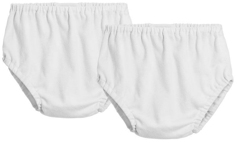 City Threads Baby Girls Boys Diaper Covers Bloomers Cotton Soft Comfortable Durable Made in USA 2-Pack, White & White, 9-12 months - Image 1