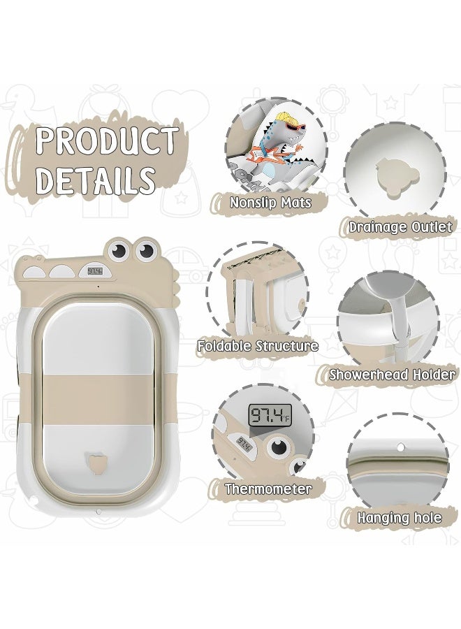 MoreFeel Collapsible Baby Bathtub for Newborn with Thermometer & 1 Hooded Towel & 1 Soft Floating Cushion - Image 2