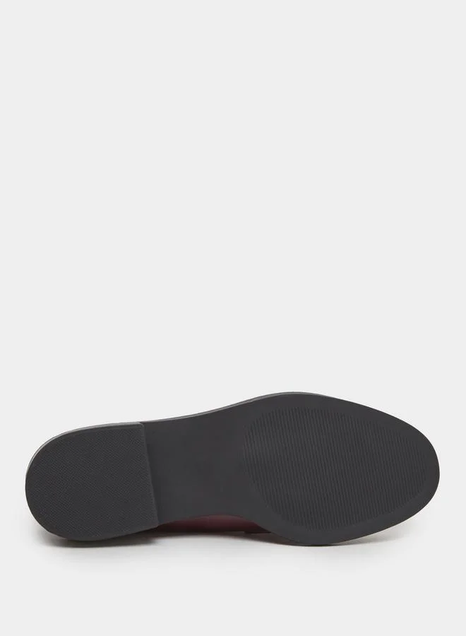 RAID Raid Burgundy Patent Loafers with Buckle Detail