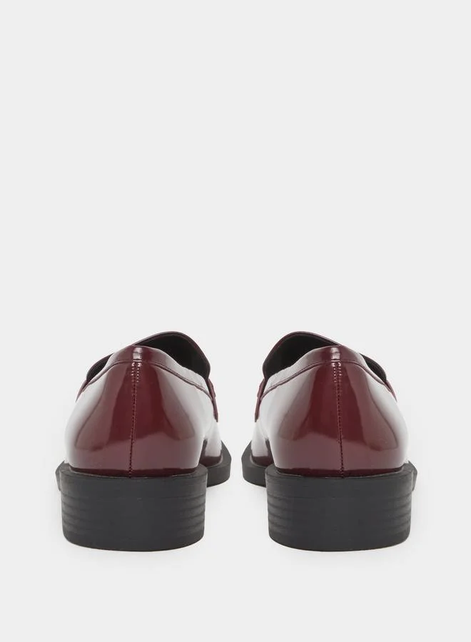 RAID Raid Burgundy Patent Loafers with Buckle Detail