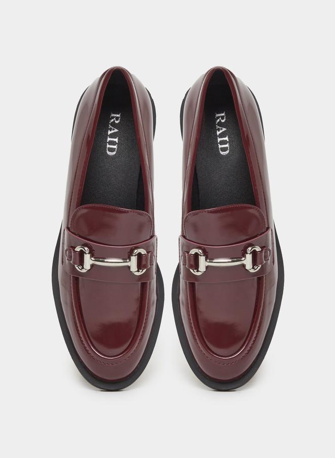 ريد حذاء لوفر جلد عنابي لامع من رايد بتفاصيل مشبك - Image 5