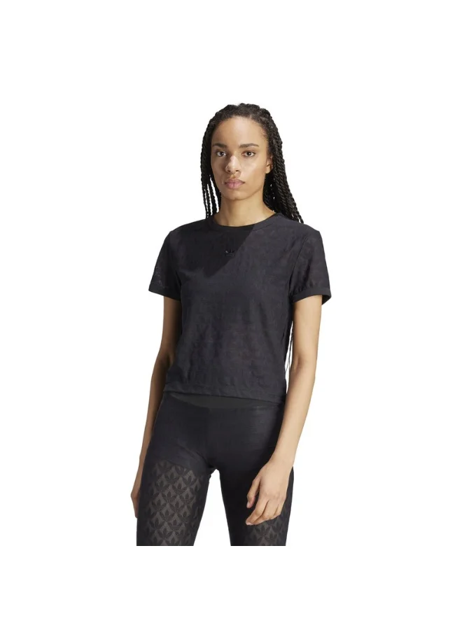 اديداس اوريجينالز adidas LACE CROP TEE Black Originals Women T-SHIRTS