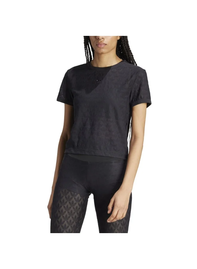 اديداس اوريجينالز adidas LACE CROP TEE Black Originals Women T-SHIRTS