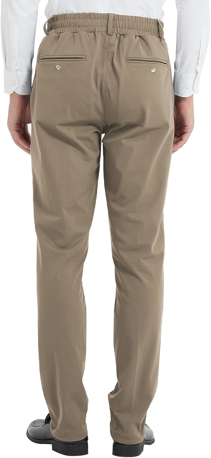 LETAOTAO Mens Elastic Waist Pants for Seniors High Stretch Expandable Waist Slacks for Elderly with Magnet Button (Khaki 38W x 30L) - Image 3
