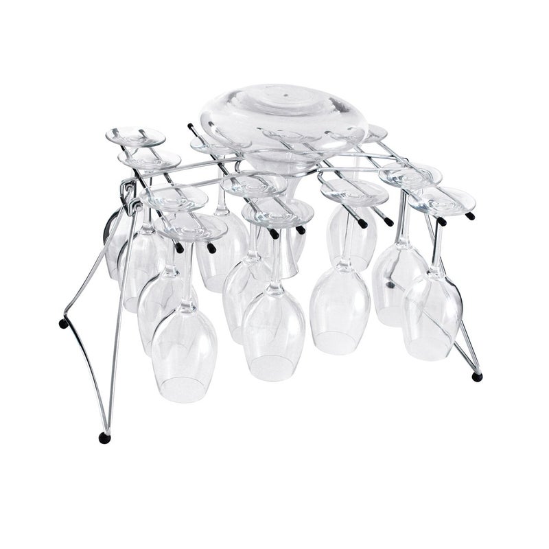Oenophilia Oenophilia Fusion Stemware Wine Decanter Drying and Storage Rack  16 Wine Glass Rack and Holder Foldable 