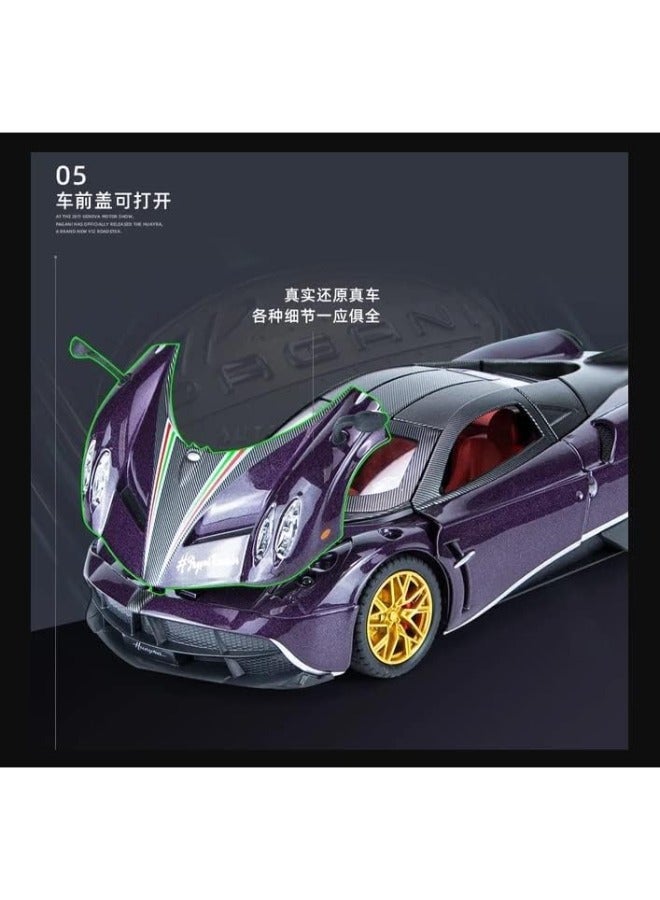 تشي زي محاكاة بمقياس 1:24 لنموذج سيارة باجاني هوايرا المصنوعة من سبائك معدنية مصبوبة - مركبة قابلة للسحب مع إضاءة وصوت - Image 5