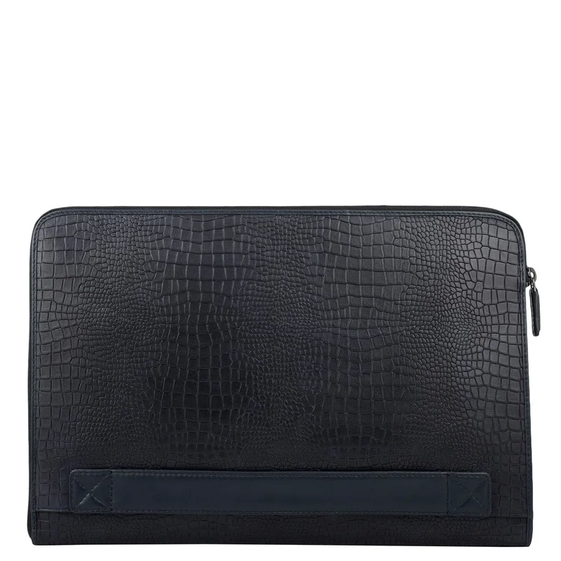 Da Milano  Da Milano Leather Laptop Sleeve - Croco - Blue  | Best Price UAE