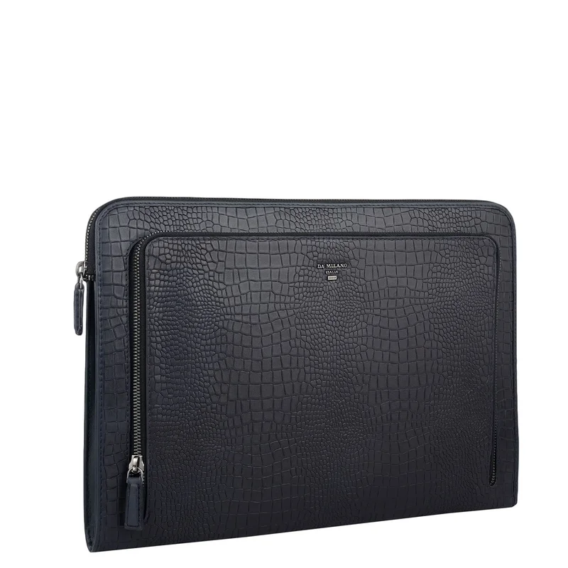 Da Milano  Da Milano Leather Laptop Sleeve - Croco - Blue  | Best Price UAE