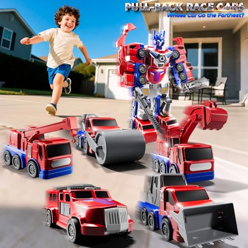 MSKOLER Robot Toys for Kids 35 Magnet Transforming Robot 5in1 Educational Toys Easy DIY Assembling Vehicle Playsets for Boys and Girls Red - Image 5