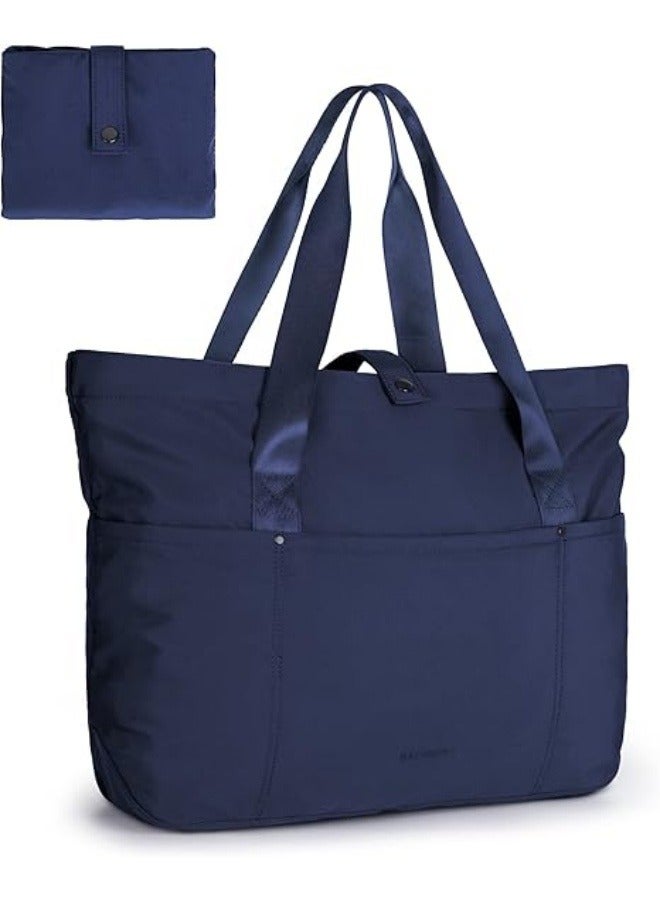 NIBEMINENT Tote Bag for Women, Foldable Tote Bag With Zipper Large Shoulder Bag Top Handle Handbag for Travel, Work - Image 1