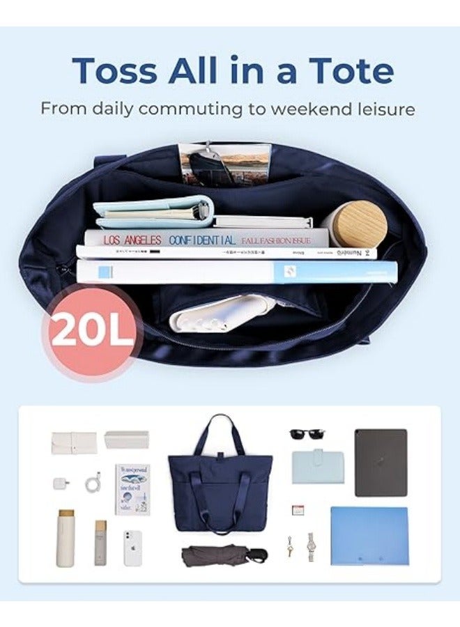 NIBEMINENT Tote Bag for Women, Foldable Tote Bag With Zipper Large Shoulder Bag Top Handle Handbag for Travel, Work - Image 2