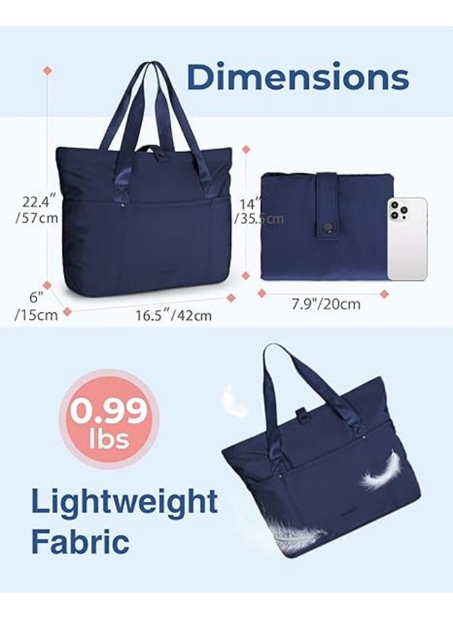 NIBEMINENT Tote Bag for Women, Foldable Tote Bag With Zipper Large Shoulder Bag Top Handle Handbag for Travel, Work - Image 3