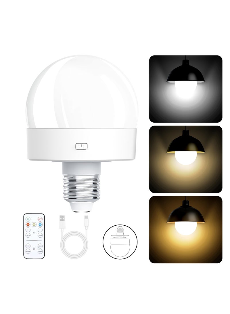 Zikra Rechargeable 300LM E26 Screw-In Light Bulb with Remote Control, Dimmable & Timer, Magnetic Detachable Design for Lamps, Wireless Emergency Puck Lamp for Non-Hardwired Wall Sconces. - Image 1