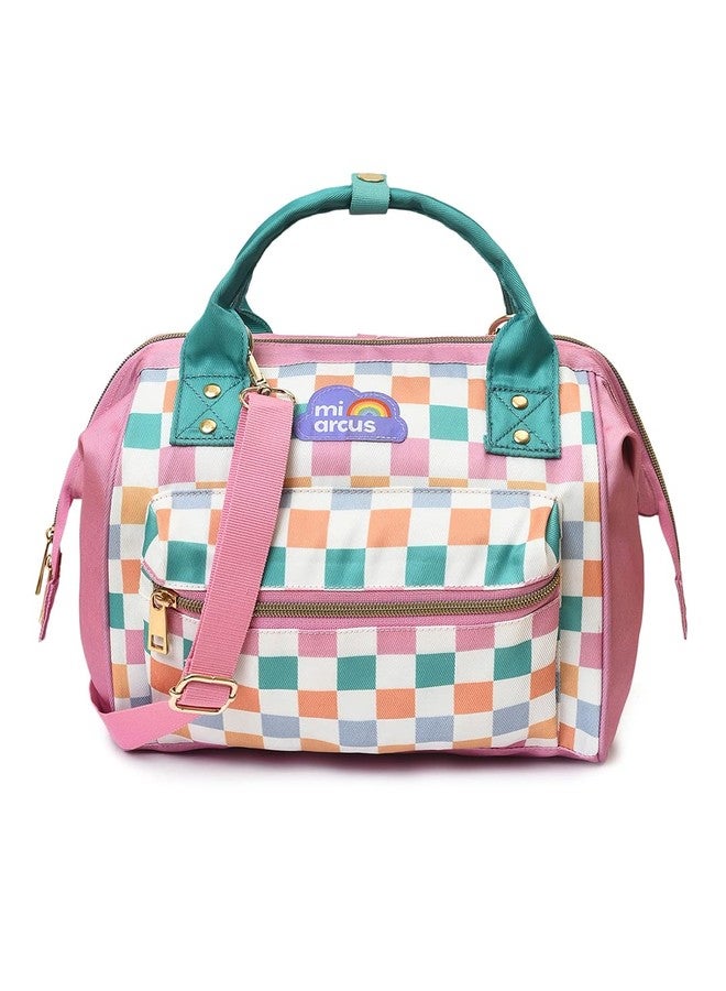 Mi Arcus 2-in-1 Printed Maternity Diaper Bag, Convertible Handbag & Backpack- Pink - Image 1