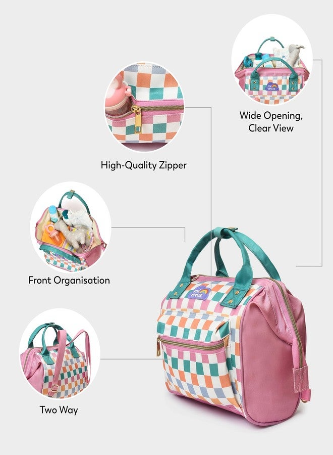 Mi Arcus 2-in-1 Printed Maternity Diaper Bag, Convertible Handbag & Backpack- Pink - Image 4