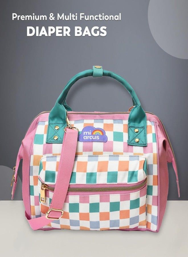 Mi Arcus 2-in-1 Printed Maternity Diaper Bag, Convertible Handbag & Backpack- Pink - Image 2