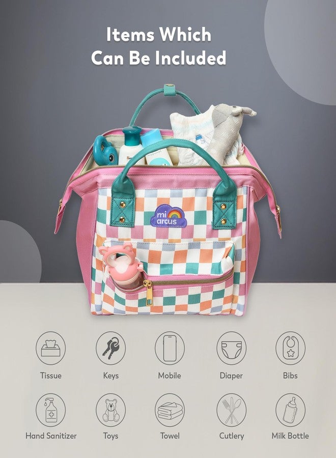 Mi Arcus 2-in-1 Printed Maternity Diaper Bag, Convertible Handbag & Backpack- Pink - Image 3