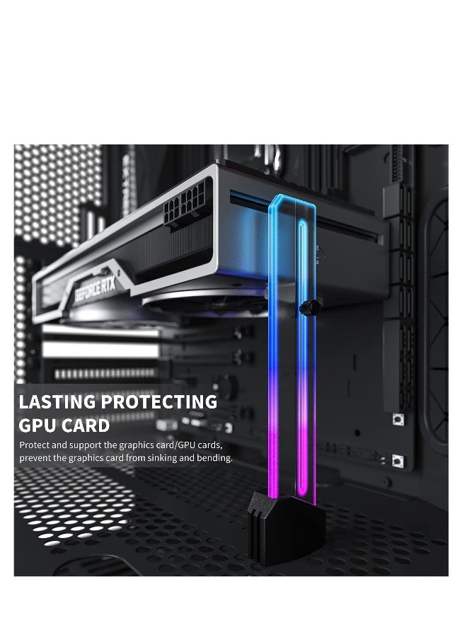 Generic Video Card Sag Holder bracket, 5V Addressable RGB Graphics Card GPU Brace Support Video Card, Built-in 5V ARGB Strip, Adjustable Length and Height Support, Edge Lit Glass Universal GPU Bracket  - Image 1