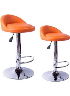 Generic Set of 2 Bar Stools PU Leather Stool Chair High Stool Chair Adjustable Swivel Bar Chair with Footrest for Kitchen,Bar Counter  - Image 1