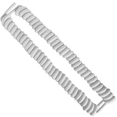 FOOTMATTERS No Tie Shoe Laces for Kids and Adults - Elastic Curly Shoelaces for Sneakers - White - 1 Pair - Image 1