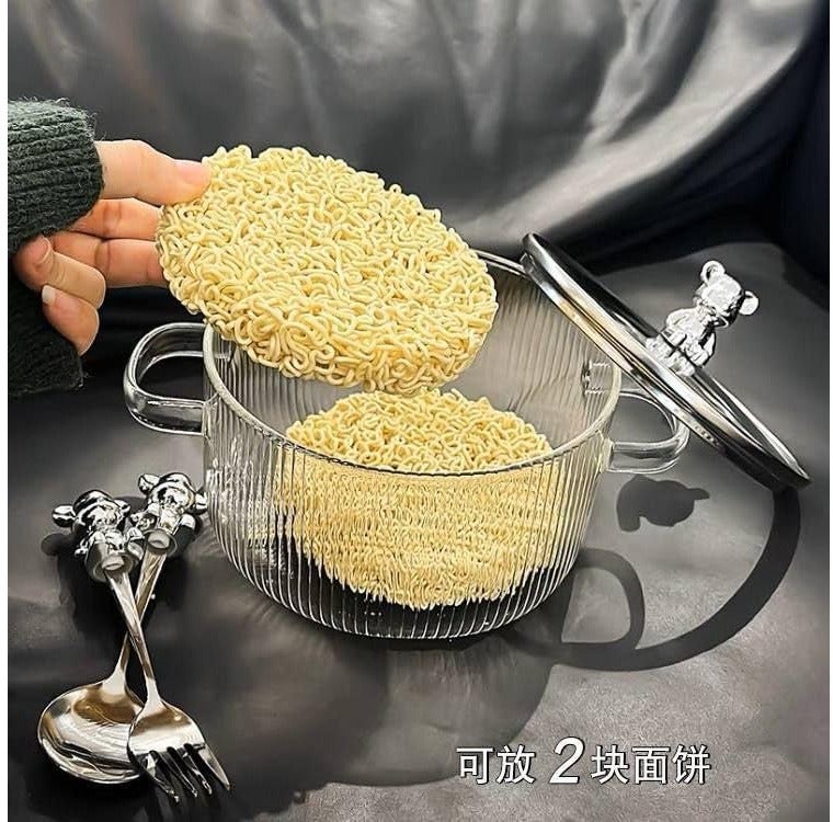 Generic Glass Cooking Pot with Bear Lid, 1.8L Capacity, Heat-Resistant, Transparent .em - Image 3