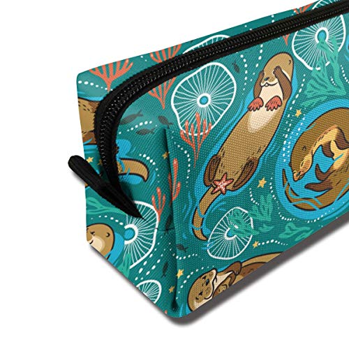 YISHOW Otters Family Makeup Bag Adorable Travel Cosmetic Toiletry Organizer Case for Women - Image 2