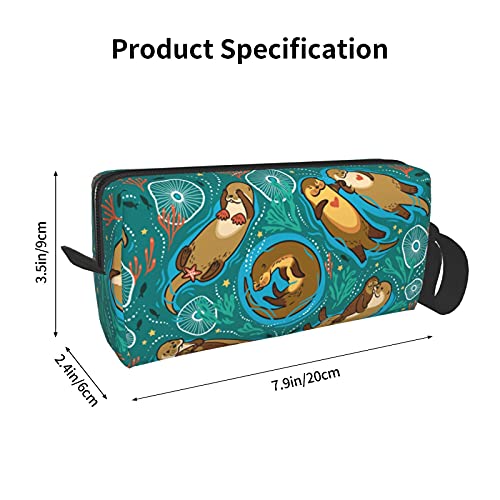 YISHOW Otters Family Makeup Bag Adorable Travel Cosmetic Toiletry Organizer Case for Women - Image 3