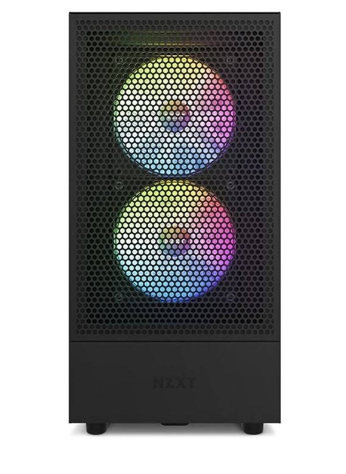 NZXT H5 Flow RGB All Black, Mid Tower ATX Case, Up to 240mm Radiator Support, Tempered Glass Front Panel, Built-in RGB, Spacious Cable Management, Black | CC-H51FB-R1