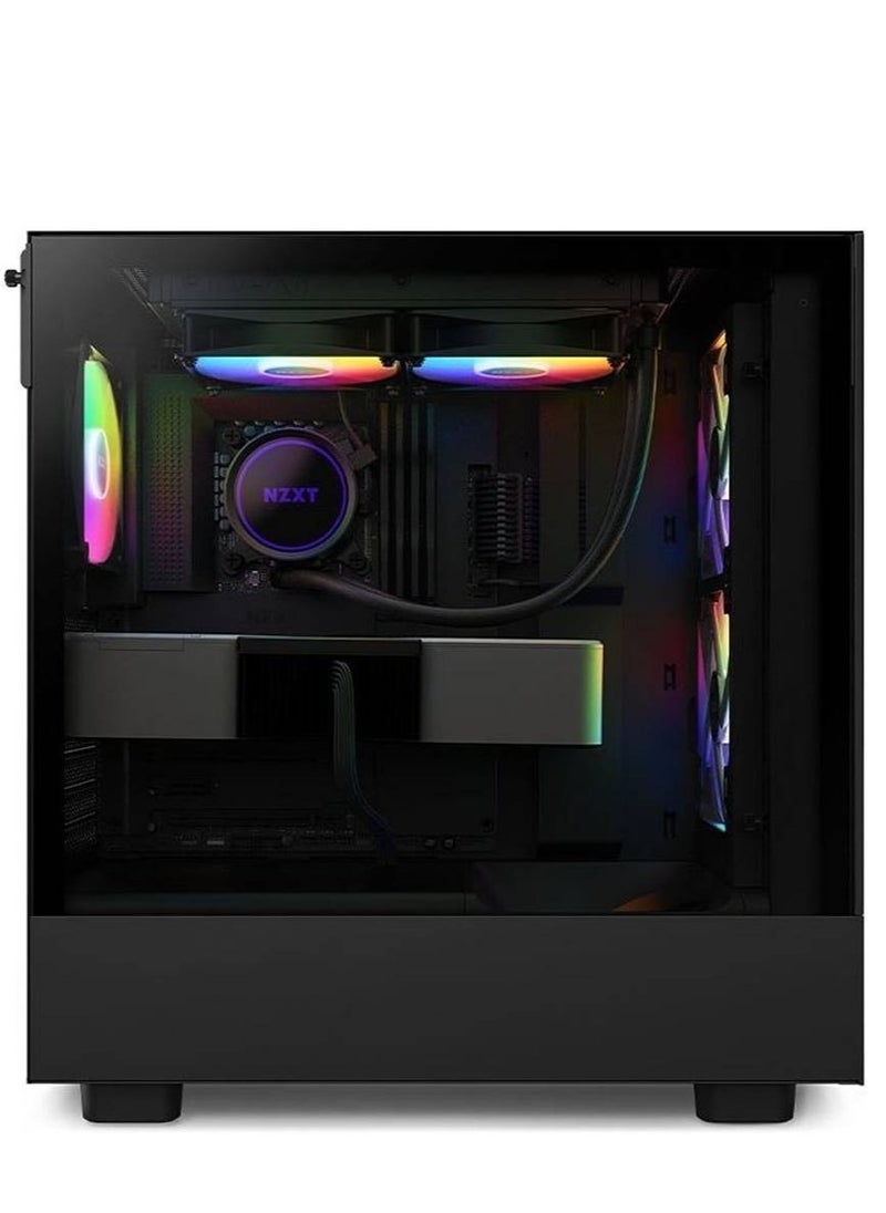NZXT H5 Flow RGB All Black, Mid Tower ATX Case, Up to 240mm Radiator Support, Tempered Glass Front Panel, Built-in RGB, Spacious Cable Management, Black | CC-H51FB-R1