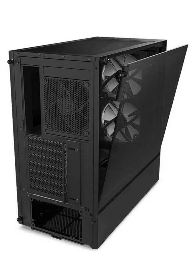 NZXT H5 Flow RGB All Black, Mid Tower ATX Case, Up to 240mm Radiator Support, Tempered Glass Front Panel, Built-in RGB, Spacious Cable Management, Black | CC-H51FB-R1