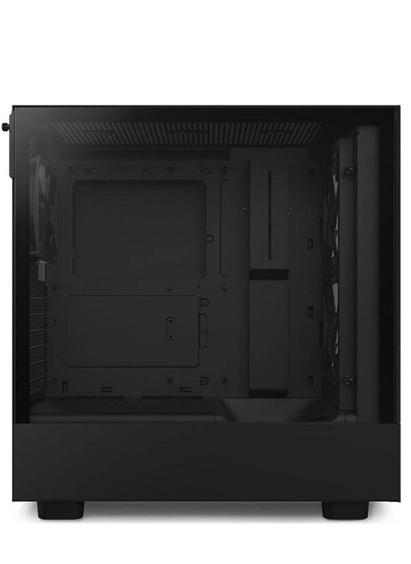 NZXT H5 Flow RGB All Black, Mid Tower ATX Case, Up to 240mm Radiator Support, Tempered Glass Front Panel, Built-in RGB, Spacious Cable Management, Black | CC-H51FB-R1