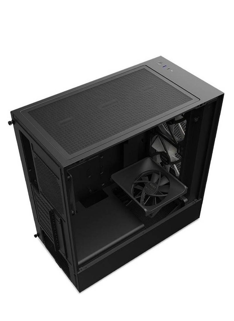 NZXT H5 Flow RGB All Black, Mid Tower ATX Case, Up to 240mm Radiator Support, Tempered Glass Front Panel, Built-in RGB, Spacious Cable Management, Black | CC-H51FB-R1