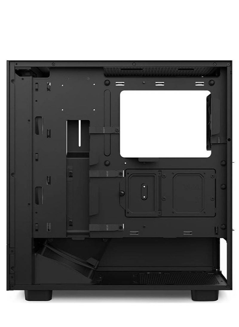 NZXT H5 Flow RGB All Black, Mid Tower ATX Case, Up to 240mm Radiator Support, Tempered Glass Front Panel, Built-in RGB, Spacious Cable Management, Black | CC-H51FB-R1