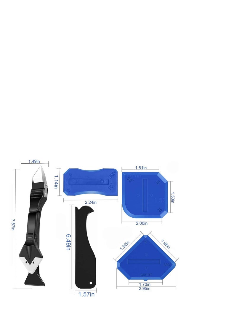 Y&D Caulking Tools, 3 in 1 Silicone Finishing Tool Kit (stainless steelhead), Reuse and Replace 5 Pads, Sealant Caulk for Kitchen Bathroom Window, Sink Joint (11Pcs) - Image 4