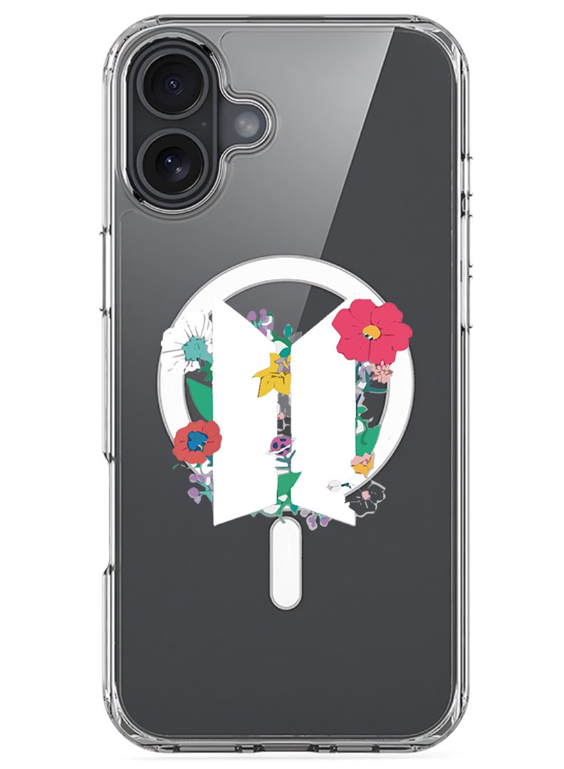 Theodor Magnetic Case for Apple iPhone 17 Compatible with MagSafe Wireless Charging, Shockproof Phone Bumper Cover - BTS floral White - Image 1