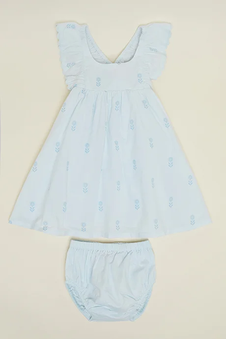 R&B Printed Flared Dress with Bloomers