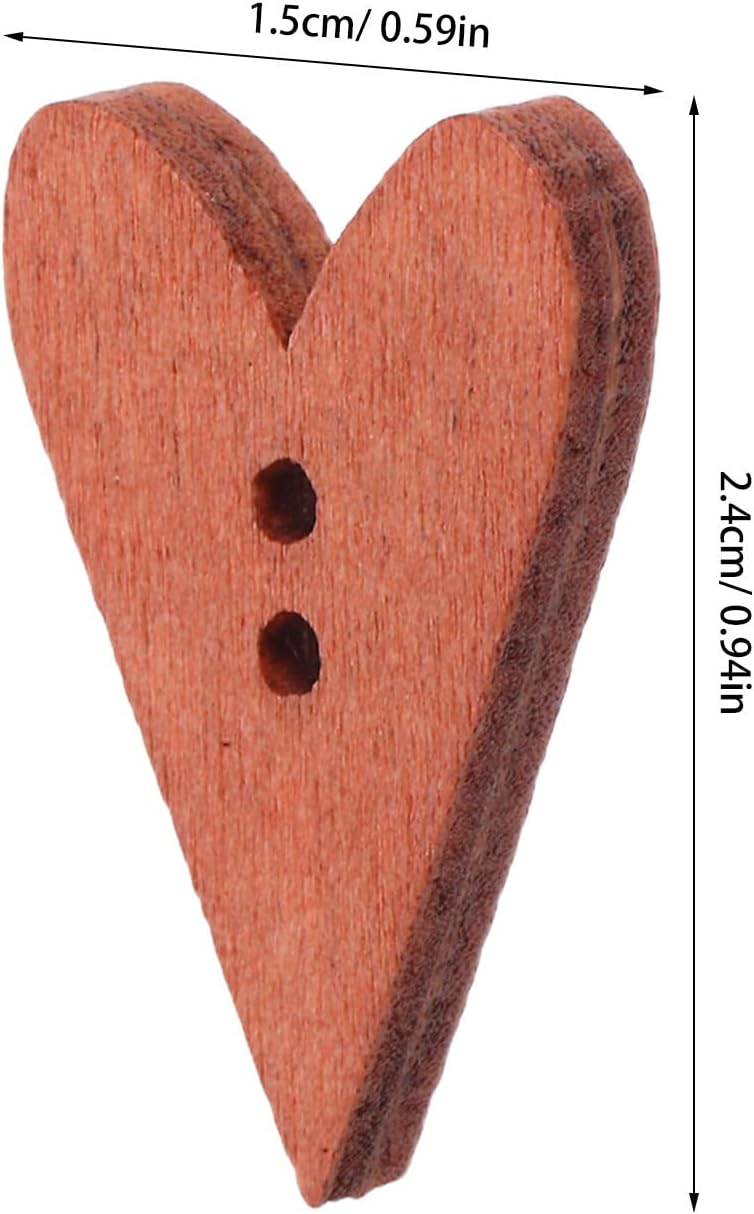 ABOOFAN 100pcs Vintage Heart Shaped Wooden Buttons 2 Holes for Sewing Crafts and Scrapbooking DIY Accessories - Image 2