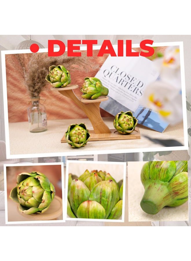 Meiwlong 6 x Artificial Fake Vegetables Small Green Artificial Artichokes Realistic Fruits Bouquet Decoration Wedding Christmas Household Table Top Kitchen - Image 3