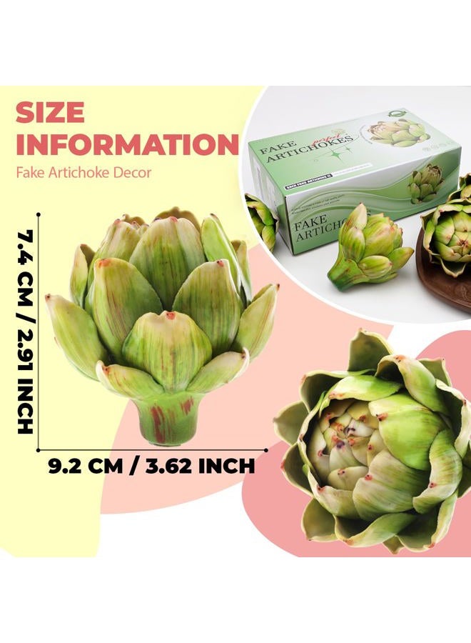 Meiwlong 6 x Artificial Fake Vegetables Small Green Artificial Artichokes Realistic Fruits Bouquet Decoration Wedding Christmas Household Table Top Kitchen - Image 2