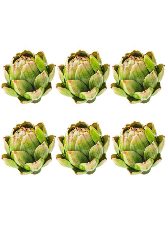 Meiwlong 6 x Artificial Fake Vegetables Small Green Artificial Artichokes Realistic Fruits Bouquet Decoration Wedding Christmas Household Table Top Kitchen - Image 1