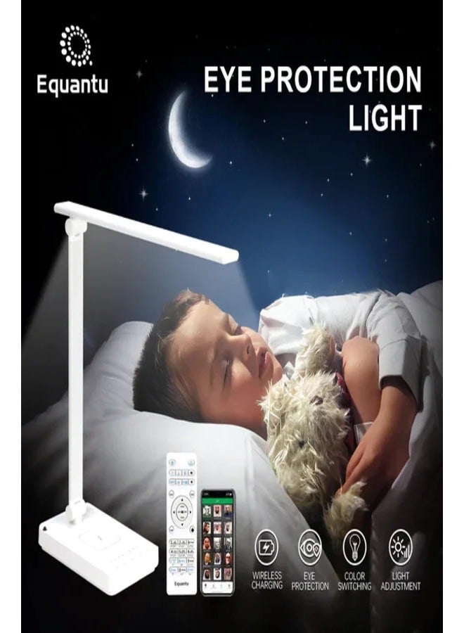 إيكوانتو مصباح طاولة مع مكبر صوت للقرآن الكريم 7 أضواء ملونة قابلة للتغيير مع 26 قارئًا و 28 ترجمة وشاحن لاسلكي للهاتف - Image 3