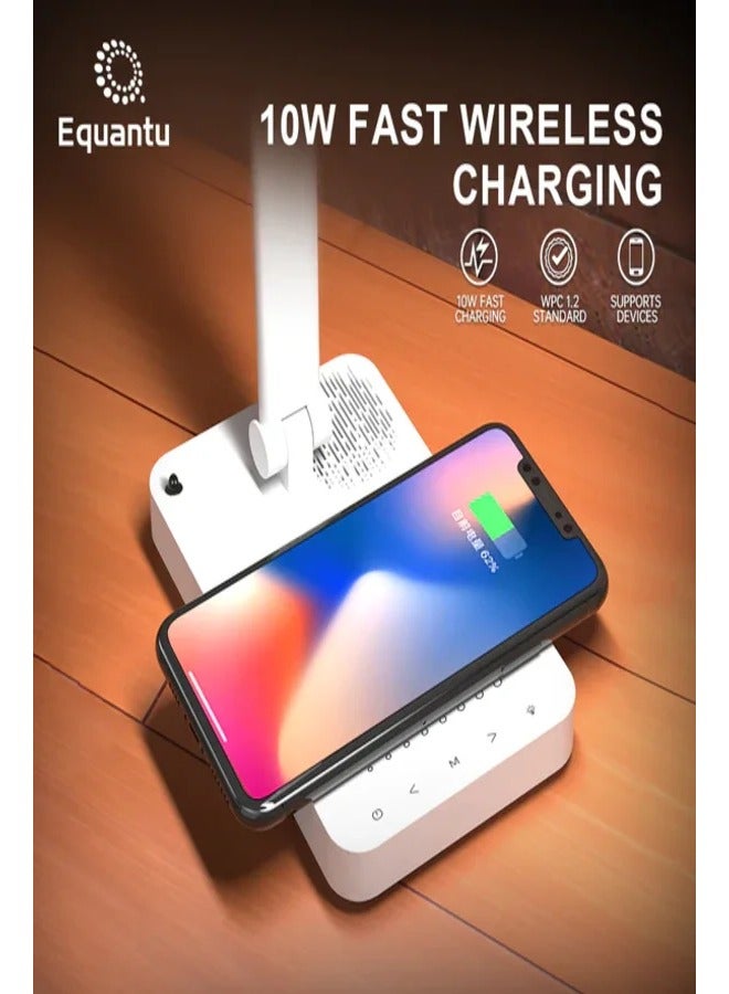 إيكوانتو مصباح طاولة مع مكبر صوت للقرآن الكريم 7 أضواء ملونة قابلة للتغيير مع 26 قارئًا و 28 ترجمة وشاحن لاسلكي للهاتف - Image 4