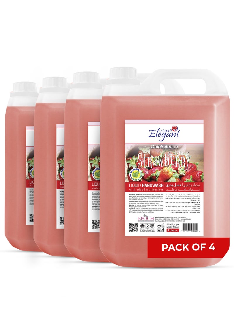 Elegant Strawberry Handwash Refill Clear 5L Pack of 4 - Image 1