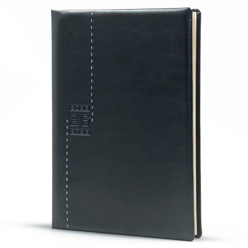 Mahavir Premium Diary 2026 Gift Set | A4 Size New Year diary and DIY Pen Stand | One-Day-to-a-Page New Year Diary | 424 pages | Natural Shade Paper | Foam Padded PU (Faux Leather) Cover Material - Black - Image 3