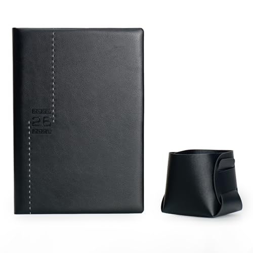 Mahavir Premium Diary 2026 Gift Set | A4 Size New Year diary and DIY Pen Stand | One-Day-to-a-Page New Year Diary | 424 pages | Natural Shade Paper | Foam Padded PU (Faux Leather) Cover Material - Black - Image 2