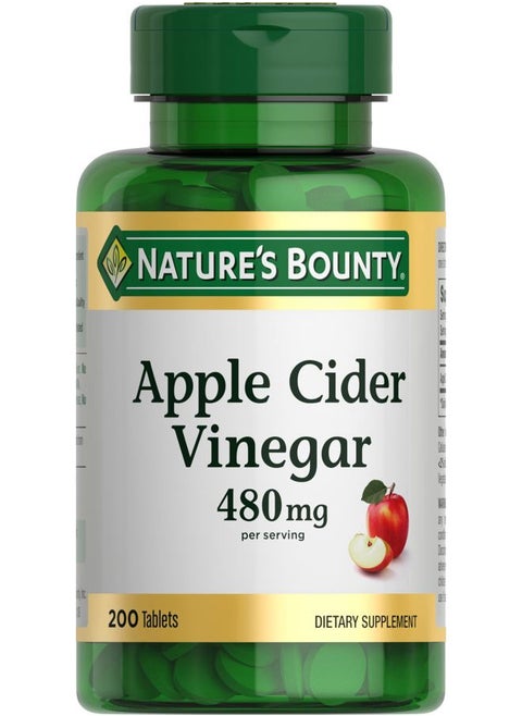 Apple Cider Vinegar 480mg Pills, Vegetarian Supplement Plant Based, 200 Tablets