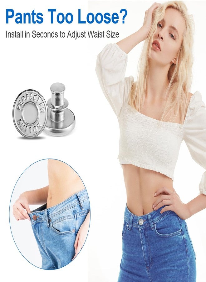 Ceryvop 12 Set Buttons Pin for Loose Jeans, Jeans Button Adjuster for Pants, No-Sew Waist Tightener Pins for Pants, Make Loose Jeans Smaller, Adjustable Pants Button Replacement - Image 5