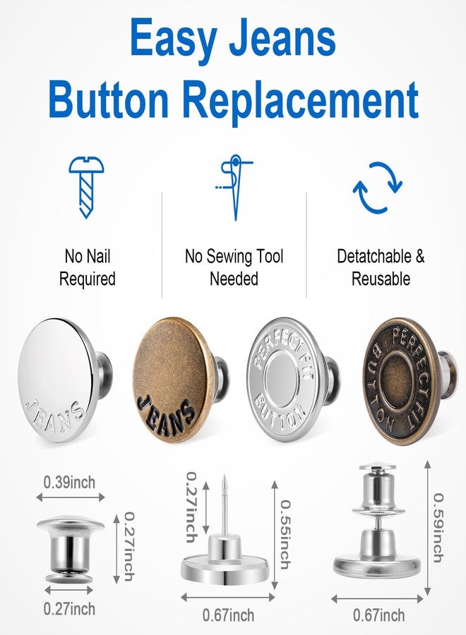 Ceryvop 12 Set Buttons Pin for Loose Jeans, Jeans Button Adjuster for Pants, No-Sew Waist Tightener Pins for Pants, Make Loose Jeans Smaller, Adjustable Pants Button Replacement - Image 3
