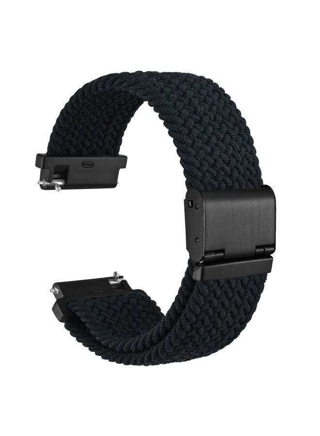WOCCI 21mm Braided Nylon Watch Band for Men and Women, Quick Release, Black Stainless Steel Buckle (Black) - Image 1